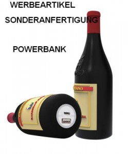 PowerBank_PVC_Weinflasche, Werbeartikel-Sonderanfertigung