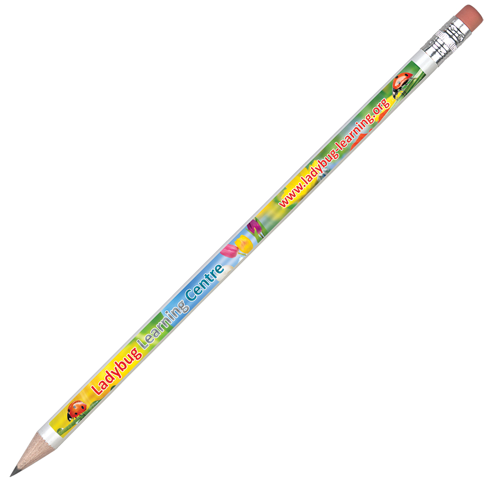 Bleistift mit Radierer, rundum bedruckbar