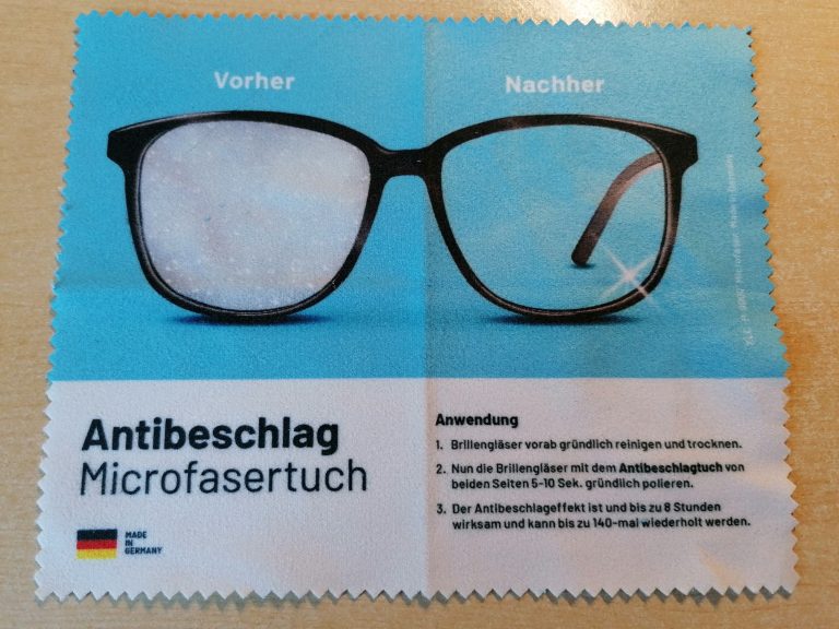 Mikrofasertuch zur Brillenreinigung gegen Beschlagen