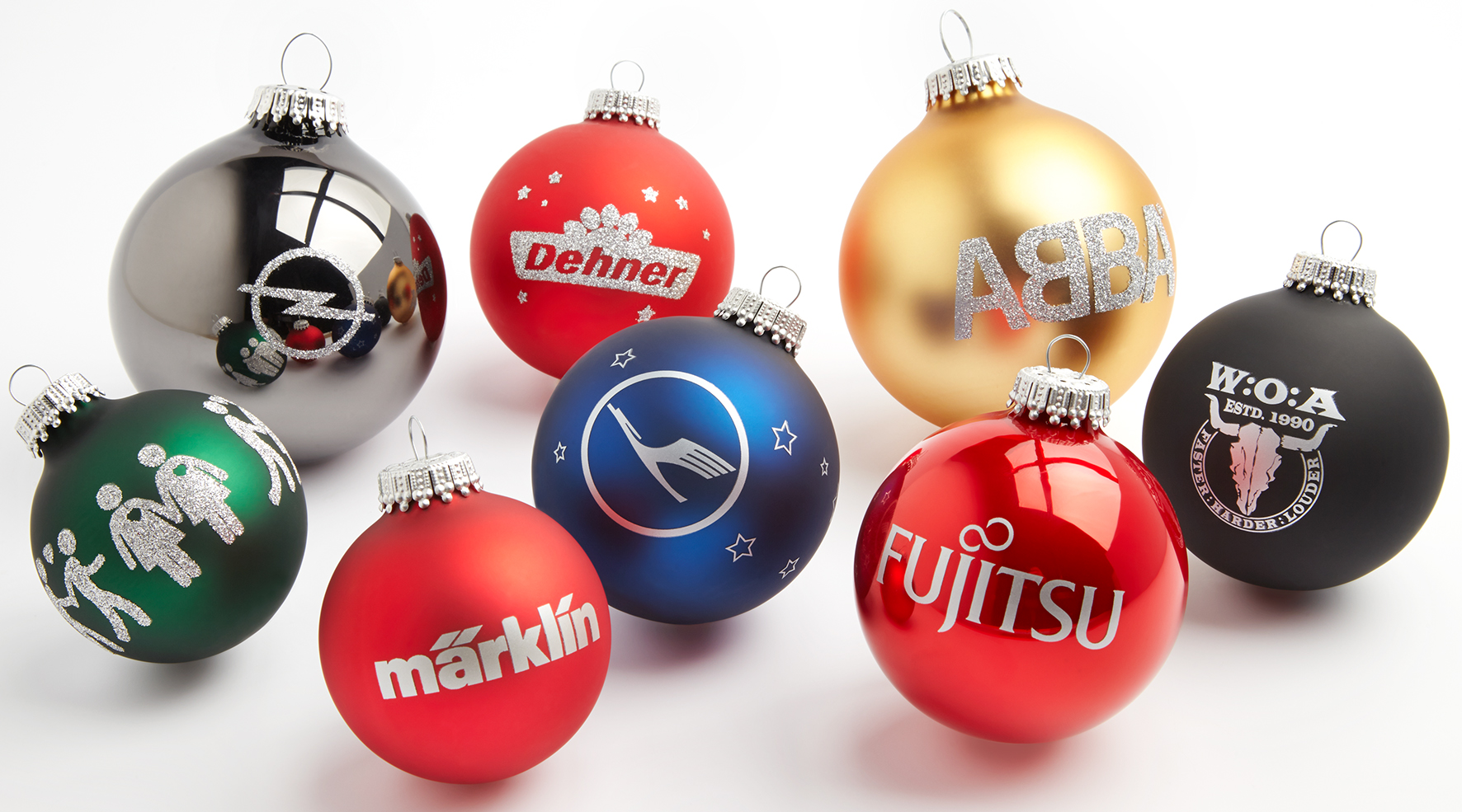 Weihnachtskugeln mit Logodruck