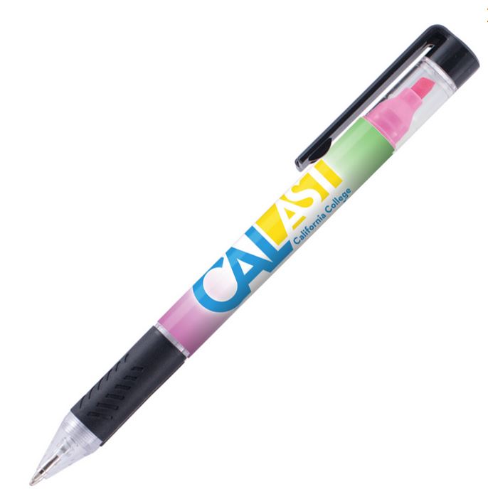 Textmarker und Kugelschreiber in einem Stift