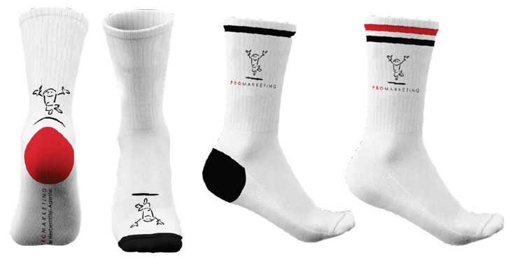 Kreative Werbe-Socken in individuellem Design
